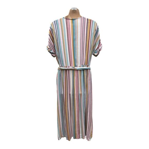 Chelsea & Theodore Rainbow Striped Multicolor Maxi Dress Size M Casual Relaxed - Picture 7 of 9